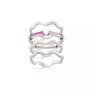 Squiggle and Enamel Ring Stack