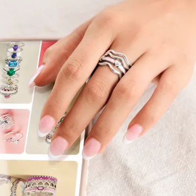 Squiggle and Enamel Ring Stack - Image 2