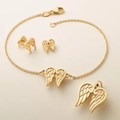 Angel Wings Studs in 14K Yellow Gold - Image 2