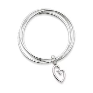 Mother's Love Bangle Bracelet in Sterling Silver or 14K Yellow Gold