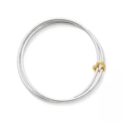 Heart of Gold Combo Bangle Bracelet in Sterling Silver and 14K Yellow Gold