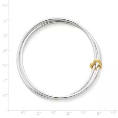 Heart of Gold Combo Bangle Bracelet in Sterling Silver and 14K Yellow Gold - Image 2