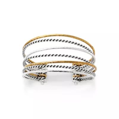 Multi-Layered Cuff Bracelet in Sterling Silver and Bronze
