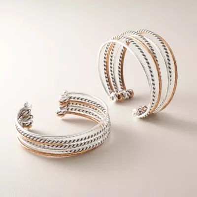 Multi-Layered Cuff Bracelet in Sterling Silver and Bronze - Image 2