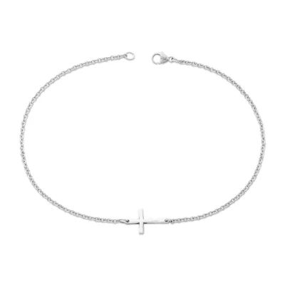 Horizon Cross Anklet in Sterling Silver