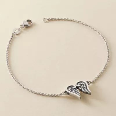 Angel Wings Bracelet in Sterling Silver or 14K Yellow Gold - Image 2