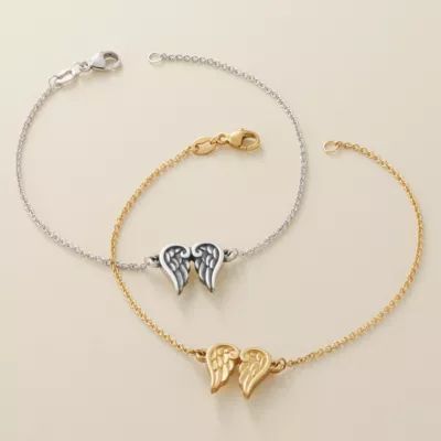 Angel Wings Bracelet in Sterling Silver or 14K Yellow Gold - Image 3