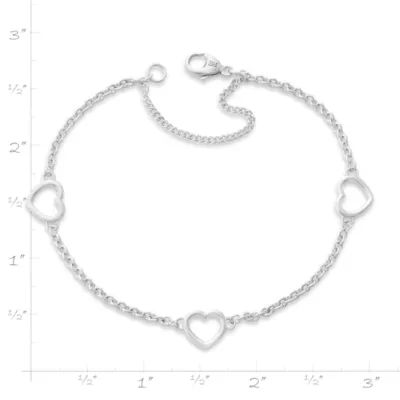 Heart Station Charm Bracelet in Sterling Silver - Image 4