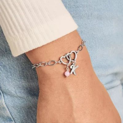 Two Hearts Together Charm Bracelet in Sterling Silver - Image 4