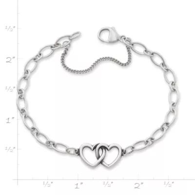 Two Hearts Together Charm Bracelet in Sterling Silver - Image 6
