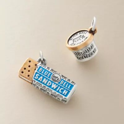 Enamel Blue Bell Ice Cream Sandwich Charm in Sterling Silver and Bronze - Image 4