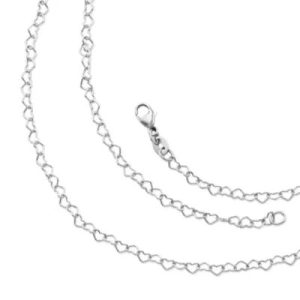 Delicate Connected Hearts Chain in Sterling Silver or 14K Yellow Gold