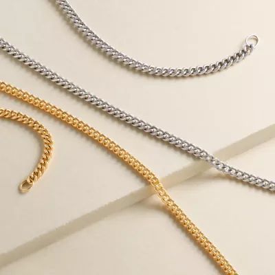 Medium Curb Chain in Sterling Silver or 14K Yellow Gold - Image 2