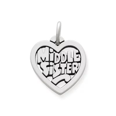 "Middle Sister" Heart Charm in Sterling Silver