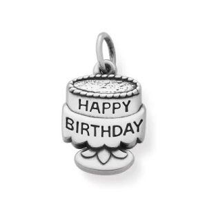 Tiny Birthday Cake Charm in Sterling Silver