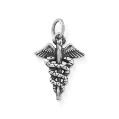 Caduceus Charm in Sterling Silver