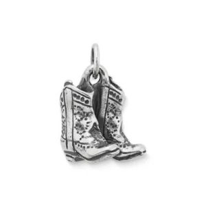 Cowboy Boots Charm in Sterling Silver