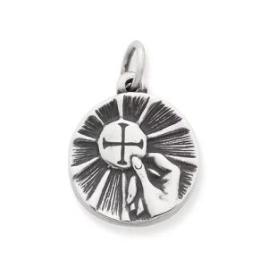 First Communion Medal Charm in Sterling Silver