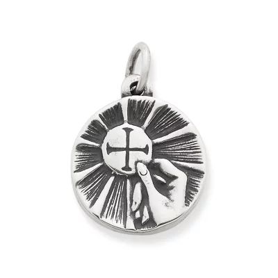 First Communion Medal Charm in Sterling Silver