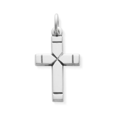 Small Plain Latin Cross Charm in Sterling Silver or 14K Yellow Gold