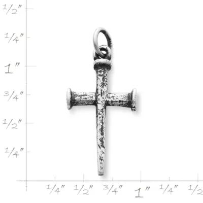 Nail Cross Charm in Sterling Silver or 14K Yellow Gold - Image 2