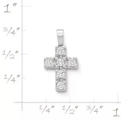 Petite Latin Cross Pendant with Diamonds in 18K Yellow Gold or 18K White Gold - Image 2