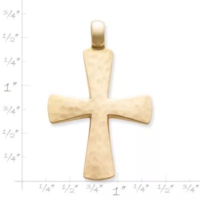 Hammered Cross Pendant in 14K Yellow Gold - Image 2