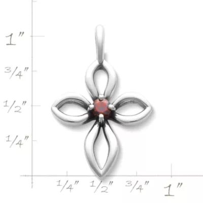 Avery Remembrance Birthstone Cross Pendant in Sterling Silver or 14K Yellow Gold - Image 3