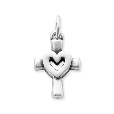 Centered in Love Cross Charm in Sterling Silver