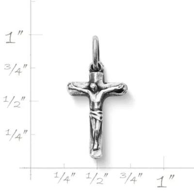 Small Chiseled Crucifix Charm in Sterling Silver or 14K Yellow Gold - Image 2