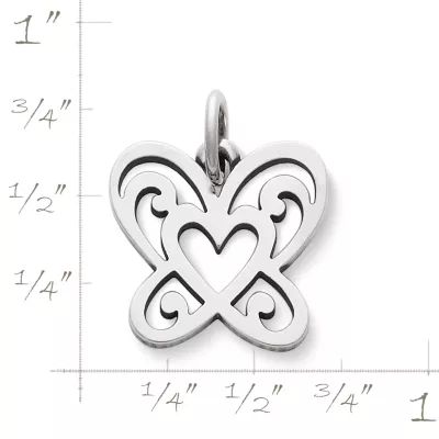 Open Butterfly Heart Charm in Sterling Silver - Image 2