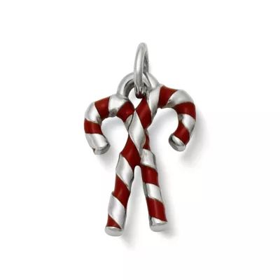 Enamel Candy Cane Charm in Sterling Silver