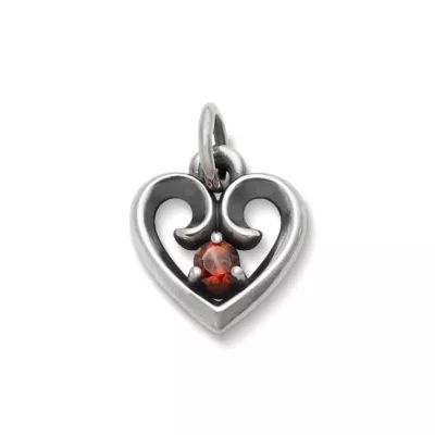 Avery Remembrance Heart Birthstone Charm in Sterling Silver or 14K Yellow Gold