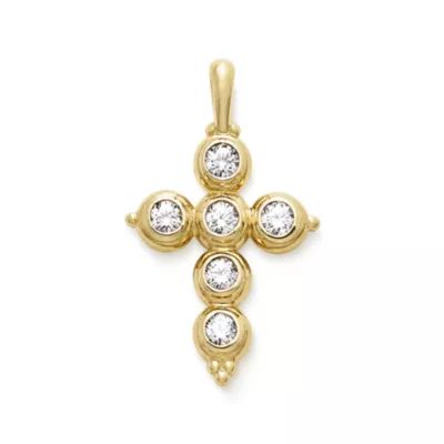 Antiquity Gemstone Cross Pendant in 14K Yellow Gold