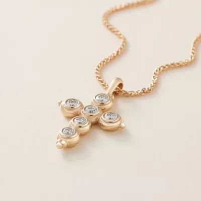 Antiquity Gemstone Cross Pendant in 14K Yellow Gold - Image 2