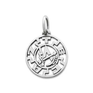 Aztec Disk Charm in Sterling Silver
