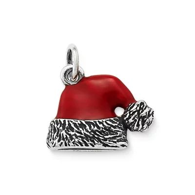 Enamel Santa Hat Charm in Sterling Silver