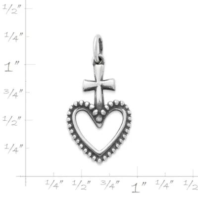 Sacred Heart Charm in Sterling Silver - Image 3