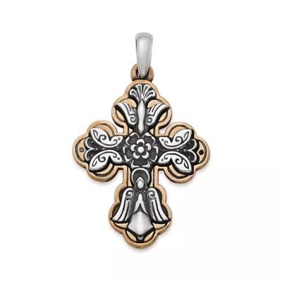 La Vida Nueva Cross Pendant in Sterling Silver and Bronze