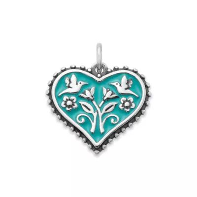 Enamel Hearts in Bloom Charm in Sterling Silver