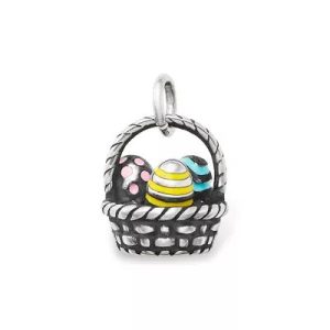 Enamel Easter Basket Charm in Sterling Silver