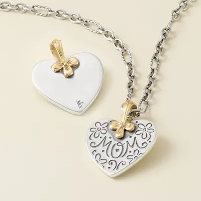"Mom" Forever Pendant in Sterling Silver and 14K Yellow Gold - Image 2