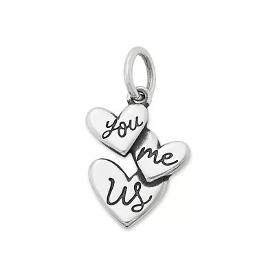 "You Me Us" Charm in Sterling Silver or 14K Yellow Gold