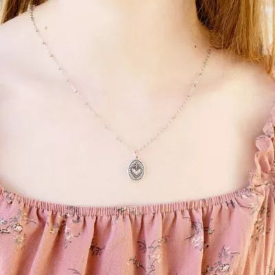 Radiant Sacred Heart Charm in Sterling Silver and Bronze - Image 4