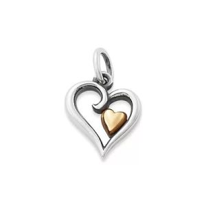 Delicate Joy of My Heart Charm in Sterling Silver and 14K Yellow Gold