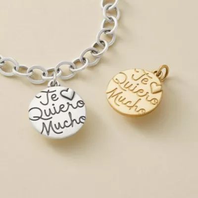"Te Quiero Mucho" Charm in Sterling Silver or 14K Yellow Gold - Image 3