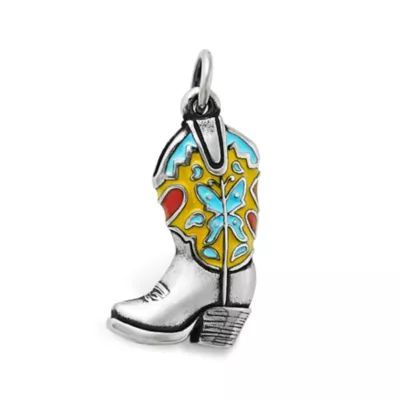 Enamel Western Boot Charm in Sterling Silver