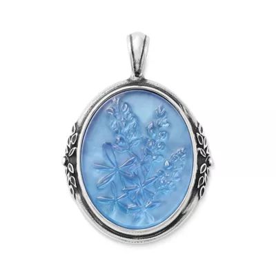 Sculpted Bluebonnet Layered Gemstone Pendant in Sterling Silver