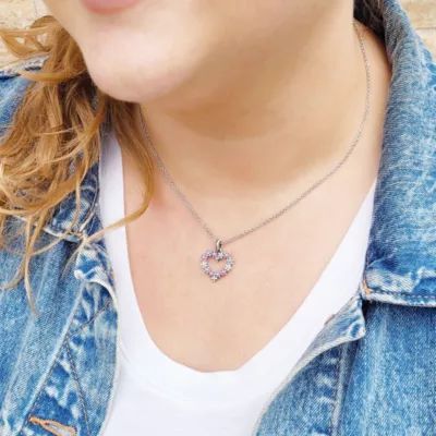 Enamel Floral Heart Wreath Pendant in Sterling Silver - Image 3