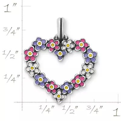 Enamel Floral Heart Wreath Pendant in Sterling Silver - Image 4